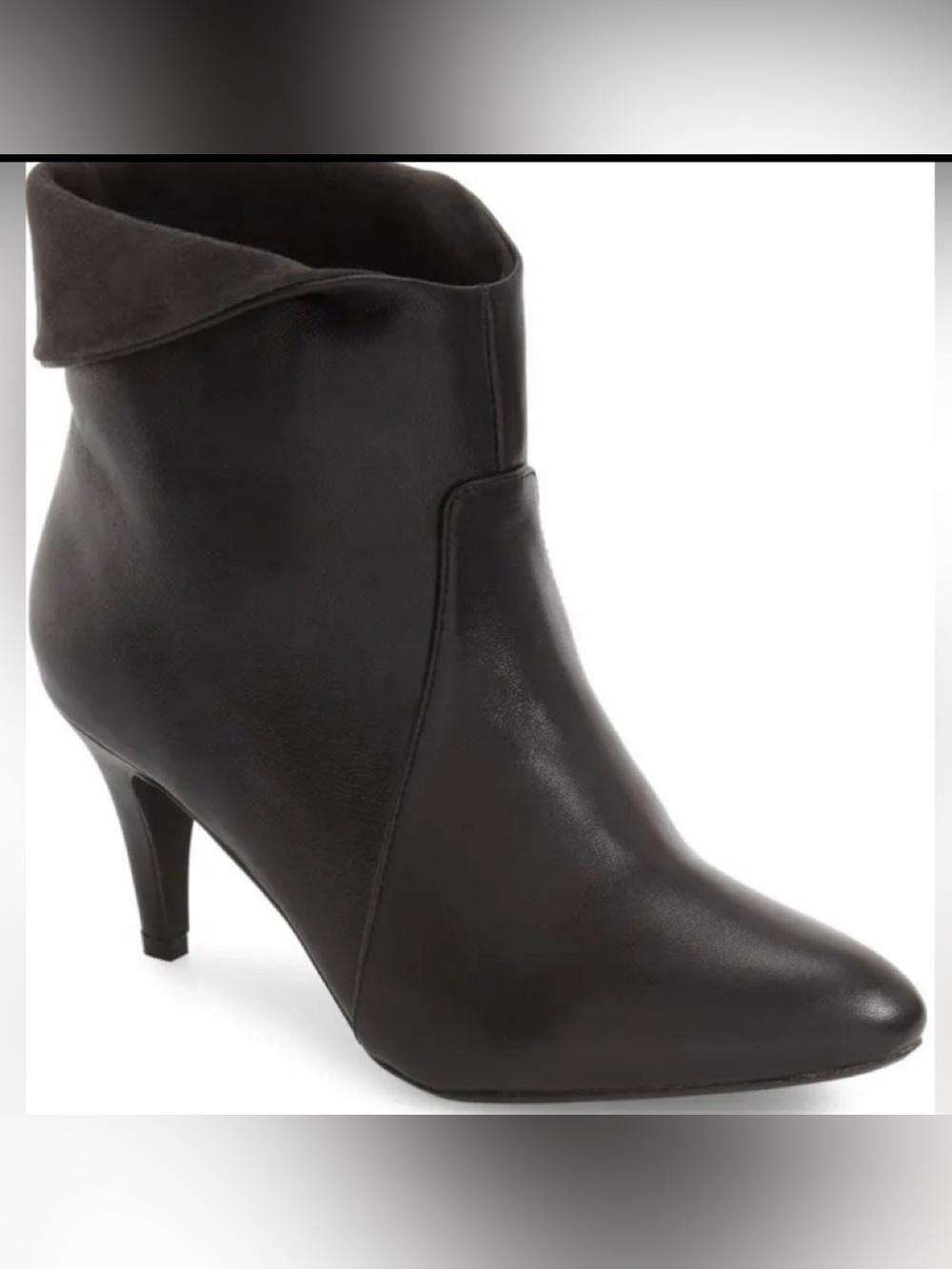 Jeffrey Campbell Sonika Black & Gray Asymmetrical Foldover Ankle Boots Size 8